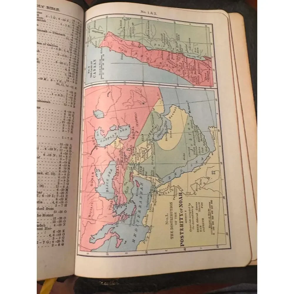 Vintage Genuine Leather Holy Bible KJV Master Guide Red Letter Thumb Index 1945